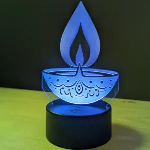 GearUP Acrylic Multicolor Night Lamp (DIYA) – Black