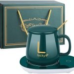 Coffee Cup Warmer, Smart Thermostat Coaster 55 Degree Heating Automatic Thermostat Cup (Green)