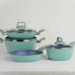 .Kiam Die-Casting 7 Set Non-Stick Pan Ceramic Coated-Blue Color