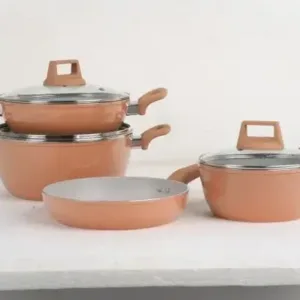 Kiam Die-Casting 7 Set Non-Stick Pan Ceramic Coated-Brown Color