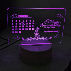 Customizable Acrylic Multicolor Night Lamp – Anniversary – Black