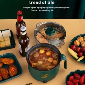 YN Electric Cooking Pot Double Deck–18cm – Green Color