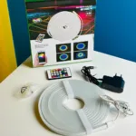 GearUP NRGB50 5 Meter RGB Neon Light with App & Remote Control Price in Bangladesh Features: Vibrant RGB Colors: Experience a wide spectrum of colors with the RGB neon light, creating dynamic and customizable atmospheres. 5-Meter Length: The extended length offers versatile placement options, allowing you to decorate larger spaces or create flowing designs. App and Remote Control: Conveniently control the light’s color, brightness, and modes through your smartphone or the included remote. Multiple Lighting Modes: Choose from various pre-set lighting effects, including flashing, fading, and color cycling, to match your mood or occasion. DIY Flexibility: Customize the light’s shape and bend it to fit your creative vision, making it suitable for various decorative purposes. Energy Efficient: Low power consumption ensures cost-effective and environmentally friendly operation. Safe and Durable: Constructed with high-quality materials for long-lasting performance and safety. Easy Installation: The light comes with adhesive strips for quick and hassle-free mounting on walls, ceilings, or furniture. Indoor Use: Ideal for enhancing the ambiance of bedrooms, living rooms, gaming setups, parties, and more. Specifications: Brand: GearUP Model: NRGB50 Material:‎Plastic Controller Type: ‎Remote Control 96Led /per meter Connectivity Protocol: ‎Bluetooth Power:24W Strain: 24V Length:5m Angle: 120° Useful Life: 50000 hours PF >0.5 Use: Wedding, Christmas, Anniversary, Birthday, Decoration Attention: 1. Storage temperature: -10+45°C Working temperature: -10~+25°C. Surface 2. Installation must be flat, clean and dry. 3. LED components cannot be attached to the sharp edge surface 4. The strip should not collide or crush. 5. The strip can be cut according to the cutting wire. 6. LED strips, when used in DC series circuits, should not exceed 5 meters.