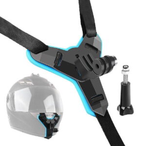 Helmet Chin Mount and Mobile Holder For Smartphone & Action Camera- Black & Blue
